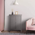 Teamson Home Stratford Contemporary Freestanding Bath Storage Cabinet Gray : Microfiber, Machine Washable, Non-Slip Backing