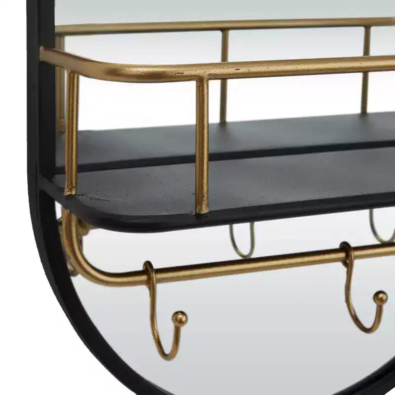 Metal Oval 1 Shelf Wall Mirror Black - Olivia & May: Modern Style, Round Shape, No Assembly Required
