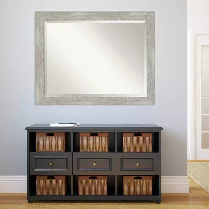 46" x 36" Dove Framed Wall Mirror Graywash - Amanti Art