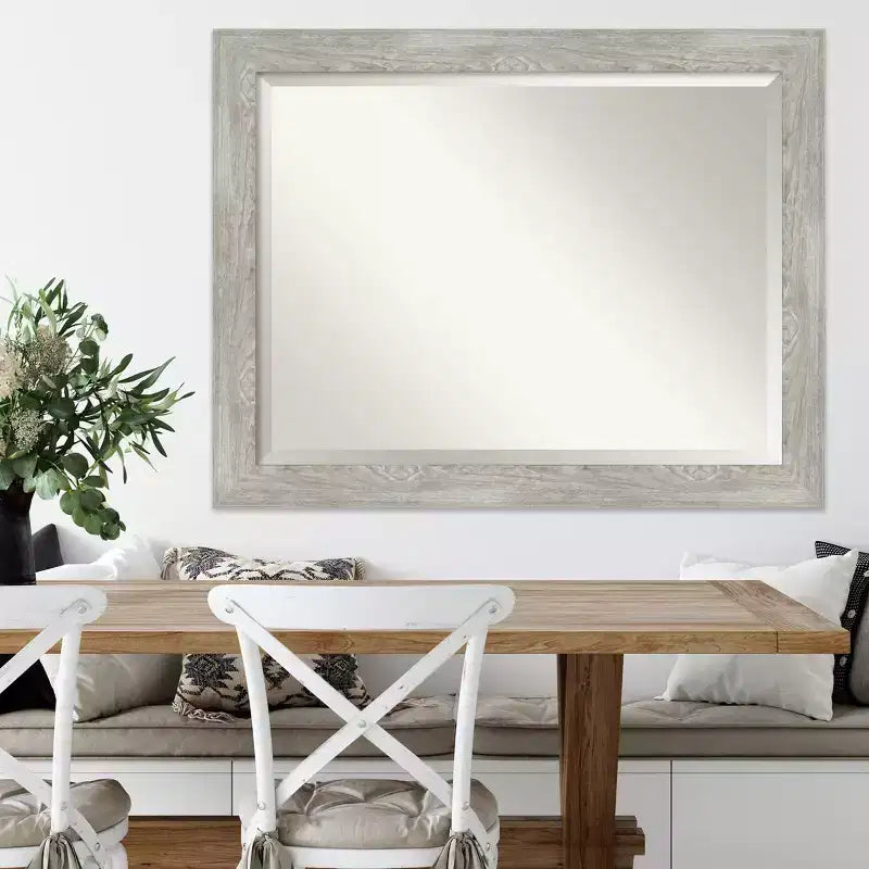 46" x 36" Dove Framed Wall Mirror Graywash - Amanti Art
