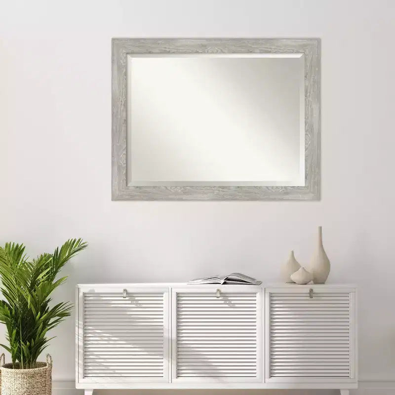 46" x 36" Dove Framed Wall Mirror Graywash - Amanti Art