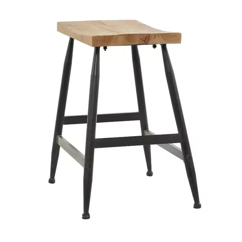 Industrial Metal Counter Height Barstool Black - Olivia & May