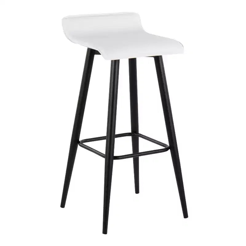 Set of 2 Ale Faux Leather/Steel Barstools Black/White - LumiSource: Upholstered Rectangle, Fixed Height, 250lbs Capacity