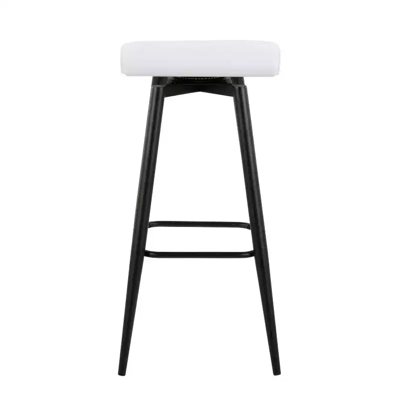 Set of 2 Ale Faux Leather/Steel Barstools Black/White - LumiSource: Upholstered Rectangle, Fixed Height, 250lbs Capacity