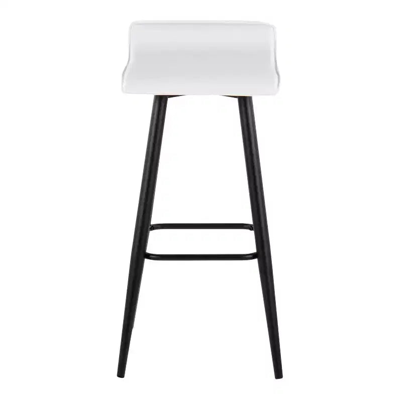 Set of 2 Ale Faux Leather/Steel Barstools Black/White - LumiSource: Upholstered Rectangle, Fixed Height, 250lbs Capacity