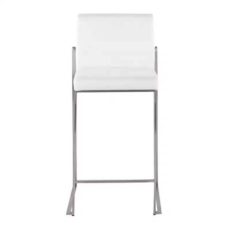 Set of 2 Fuji High Back Stainless Steel/Velvet Counter Height Barstools White - LumiSource