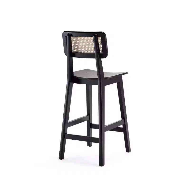 Manhattan Comfort Set of 2 Versailles Wood Counter Height Barstools Black/Natural: Ash Frame, Matte Finish, No Assembly Required