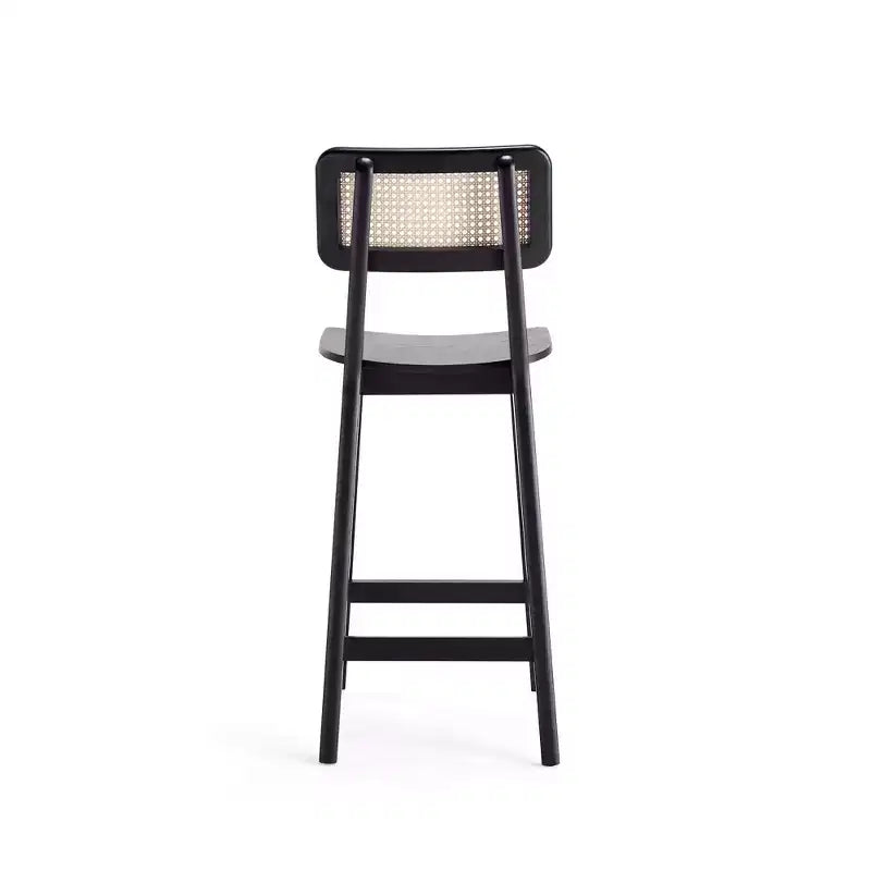 Manhattan Comfort Set of 2 Versailles Wood Counter Height Barstools Black/Natural: Ash Frame, Matte Finish, No Assembly Required