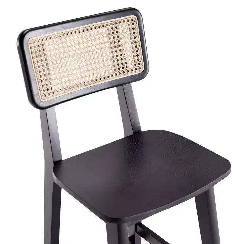 Manhattan Comfort Set of 2 Versailles Wood Counter Height Barstools Black/Natural: Ash Frame, Matte Finish, No Assembly Required