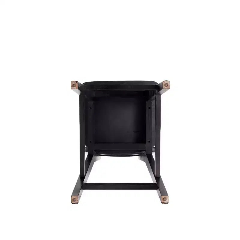 Manhattan Comfort Set of 2 Versailles Wood Counter Height Barstools Black/Natural: Ash Frame, Matte Finish, No Assembly Required