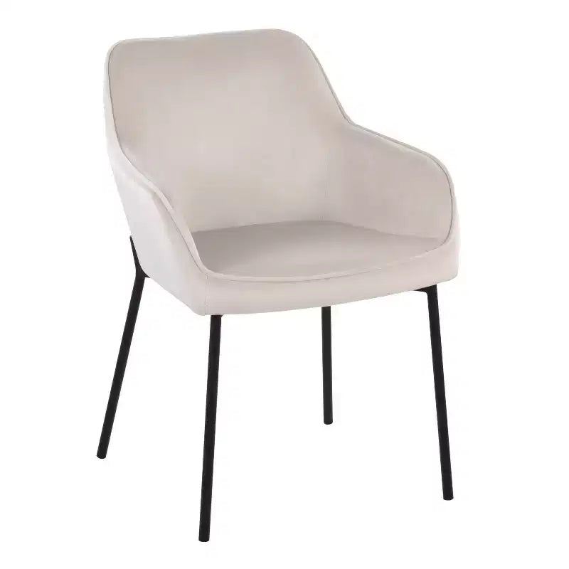Set of 2 Daniella Velvet/Steel Dining Chairs Black/Cream - LumiSource: Upholstered Bucket Seat, Metal Base