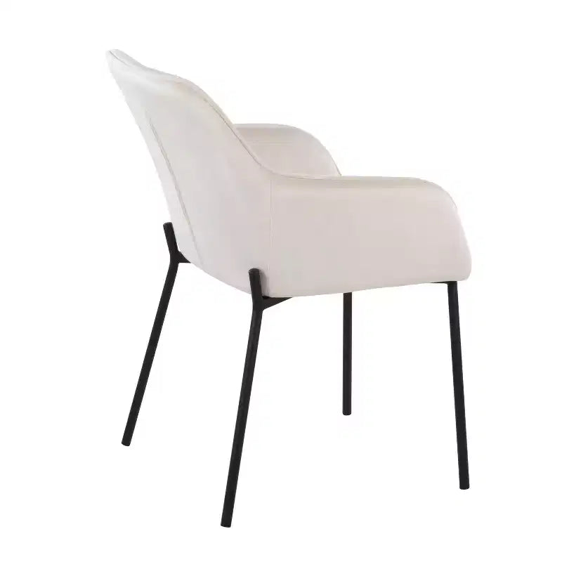 Set of 2 Daniella Velvet/Steel Dining Chairs Black/Cream - LumiSource: Upholstered Bucket Seat, Metal Base