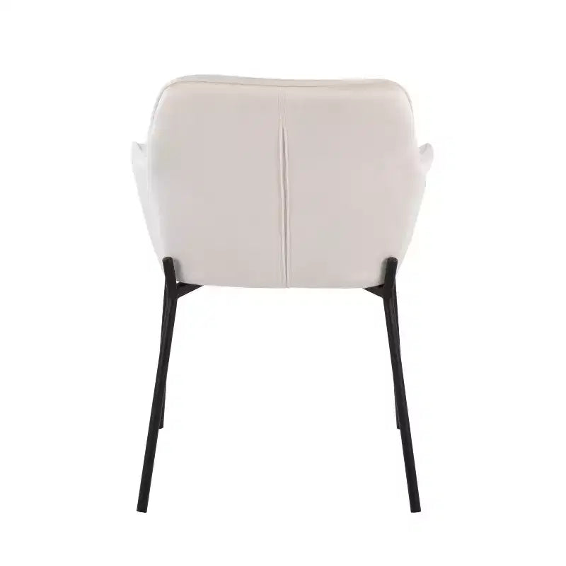 Set of 2 Daniella Velvet/Steel Dining Chairs Black/Cream - LumiSource: Upholstered Bucket Seat, Metal Base