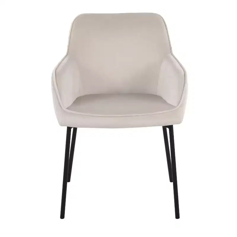 Set of 2 Daniella Velvet/Steel Dining Chairs Black/Cream - LumiSource: Upholstered Bucket Seat, Metal Base