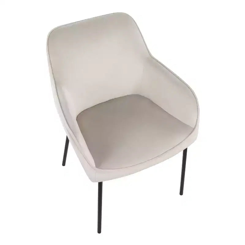 Set of 2 Daniella Velvet/Steel Dining Chairs Black/Cream - LumiSource: Upholstered Bucket Seat, Metal Base