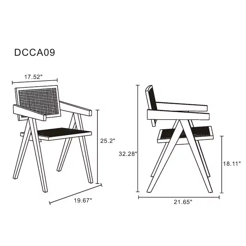 Hamlet Dining Arm Chair Natural - Manhattan Comfort: Ash Wood Frame, No Assembly, Matte Finish