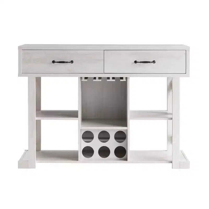 Ialani 2 Drawer Buffet Wine Cabinet  White Oak  - miBasics