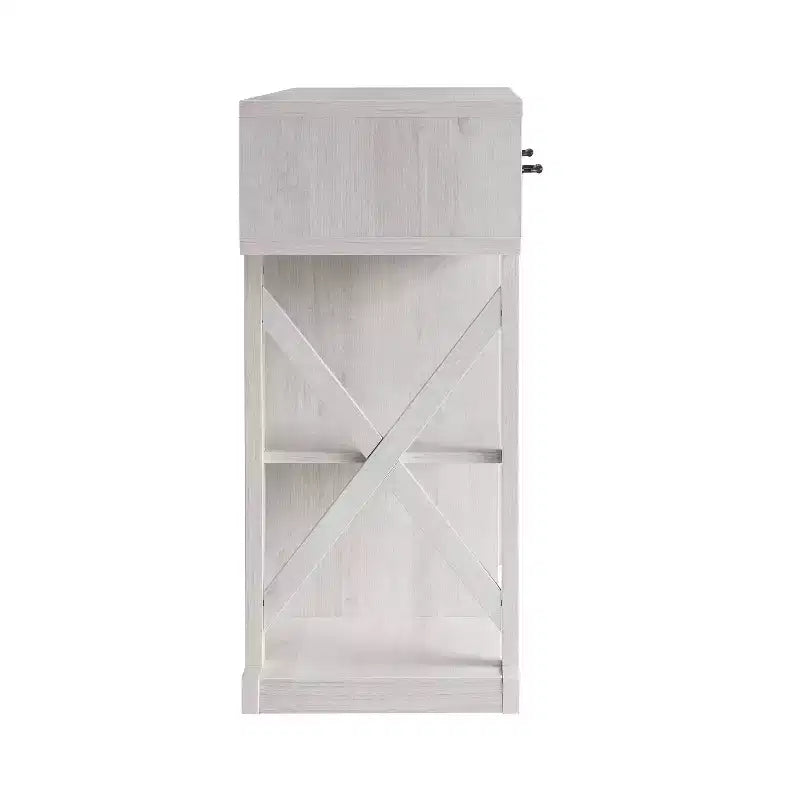 Ialani 2 Drawer Buffet Wine Cabinet  White Oak  - miBasics