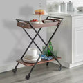 Buylateral Landress Metal Frame Bar Cart with Serving Tray Walnut/Black