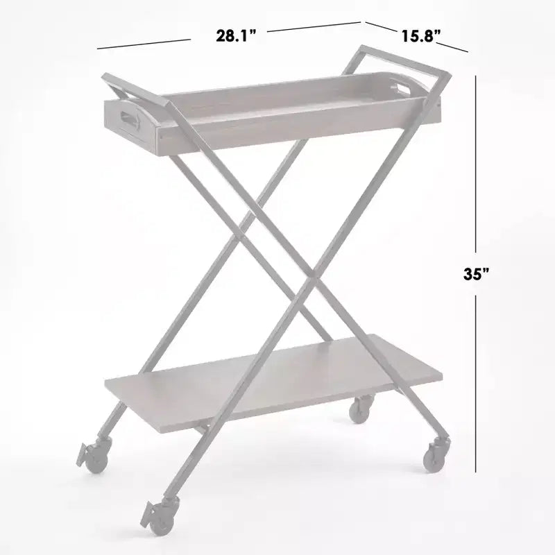 Buylateral Landress Metal Frame Bar Cart with Serving Tray Walnut/Black