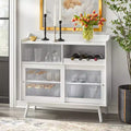 Buylateral Dublin Bar Cabinet with Sliding Glass Doors White