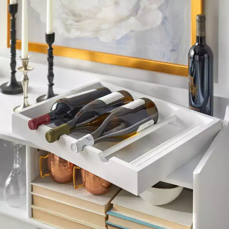 Buylateral Dublin Bar Cabinet with Sliding Glass Doors White