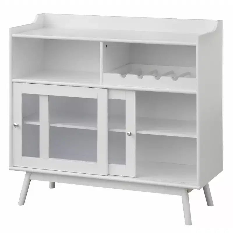 Buylateral Dublin Bar Cabinet with Sliding Glass Doors White