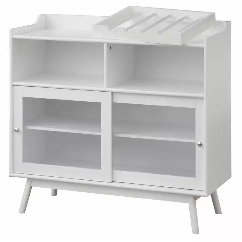 Buylateral Dublin Bar Cabinet with Sliding Glass Doors White