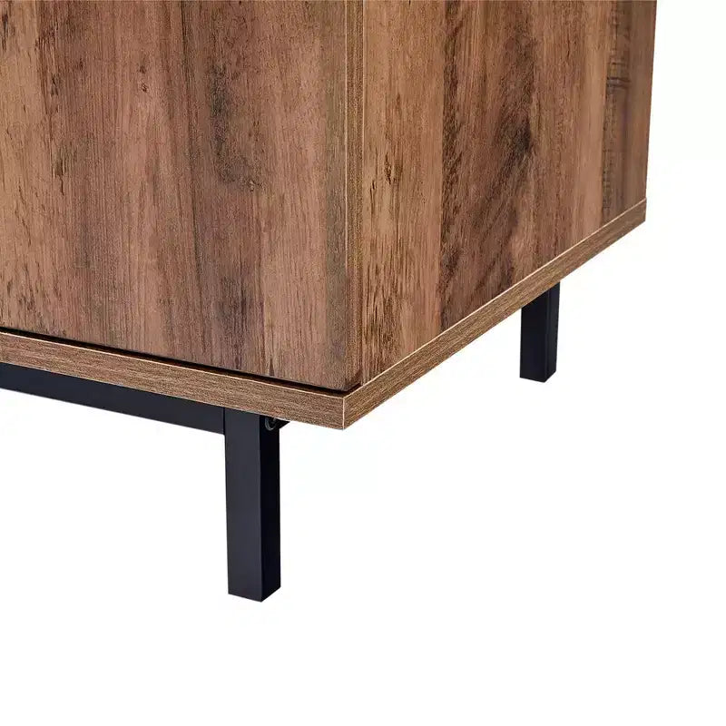 Brooklyn Sideboard with Metal Legs and Handles Brown - Teamson Home: MDF Frame, Veneer Finish, 2 Doors, 3 Drawers, 6 Shelves