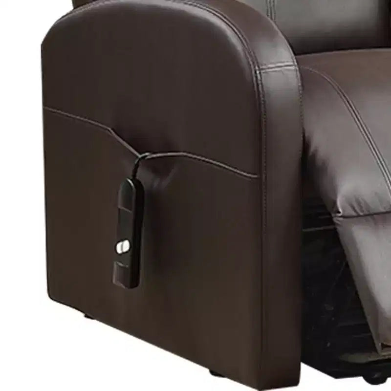 42" Ricardo PU Leather Power Recliner Brown - Acme Furniture: Swivel, Rocker, Massage Features