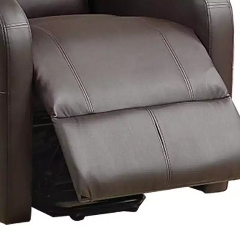 42" Ricardo PU Leather Power Recliner Brown - Acme Furniture: Swivel, Rocker, Massage Features