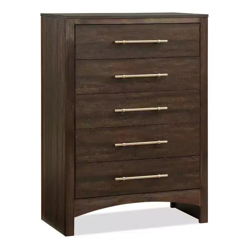 Melonnes 5 Drawer Chest Walnut - HOMES: Inside + Out: Contemporary Bedroom Storage, 48" Height