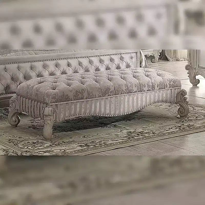 65" Versailes Fabric Bench Ivory/Bone White - Acme Furniture
