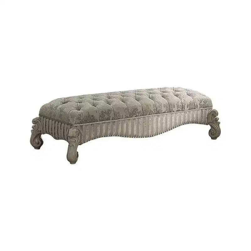 65" Versailes Fabric Bench Ivory/Bone White - Acme Furniture