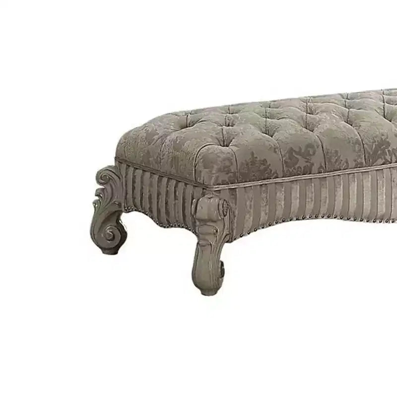 65" Versailes Fabric Bench Ivory/Bone White - Acme Furniture