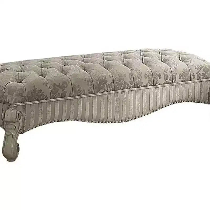 65" Versailes Fabric Bench Ivory/Bone White - Acme Furniture
