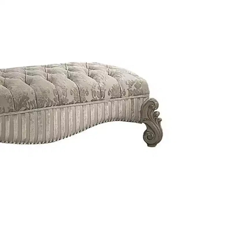 65" Versailes Fabric Bench Ivory/Bone White - Acme Furniture