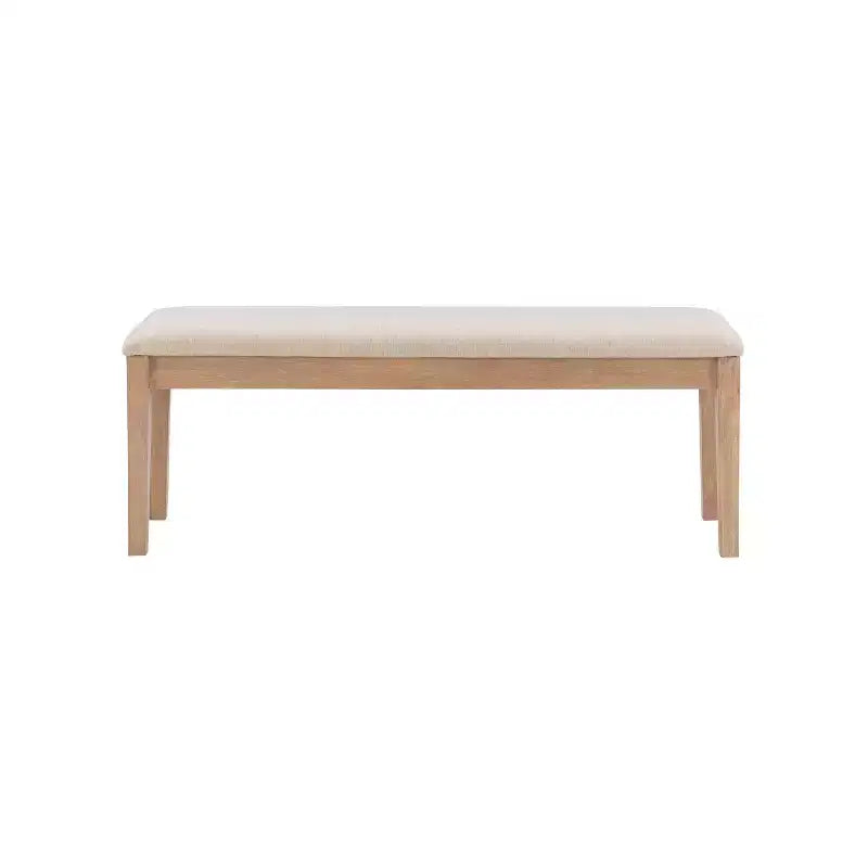 Darden Bench Natural - Powell: Rubberwood Frame, Upholstered Entryway & Ottoman, Padded Seating