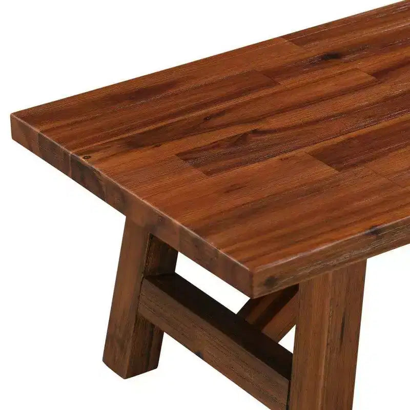 Rasmus Acacia Wood Accent Plant Table Wire Brushed Finish Chestnut - Boraam: Mid-Century Modern, Indoor Use Only
