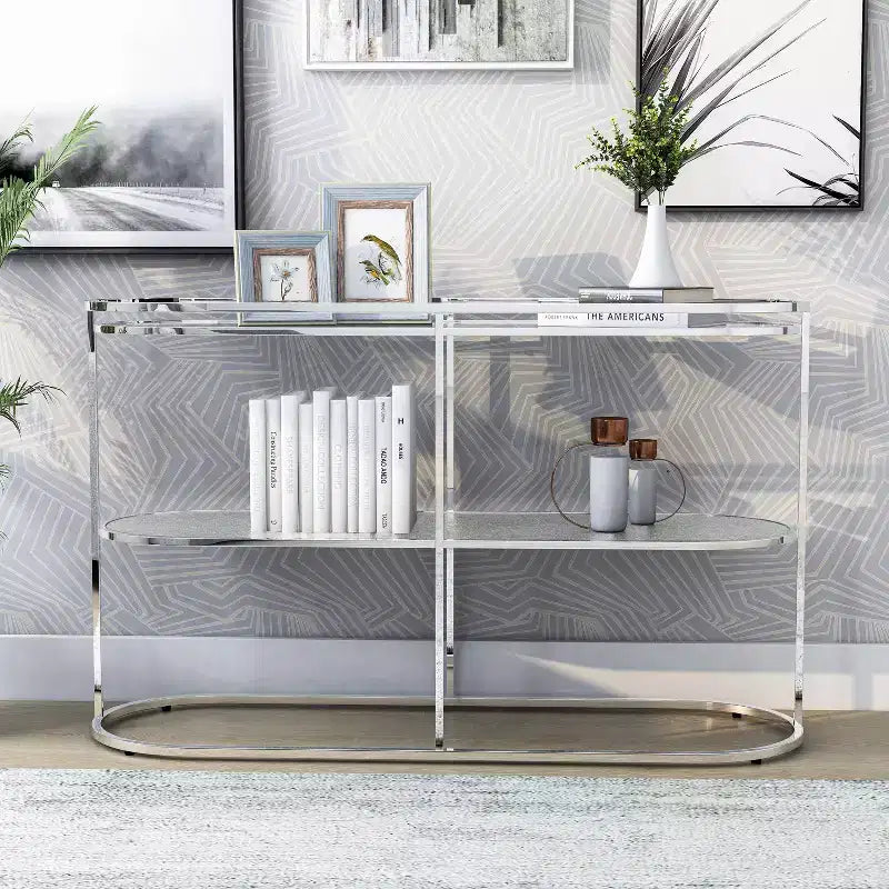 Yarmuth Glam 1 Shelf Sofa Table Chrome - HOMES: Inside + Out