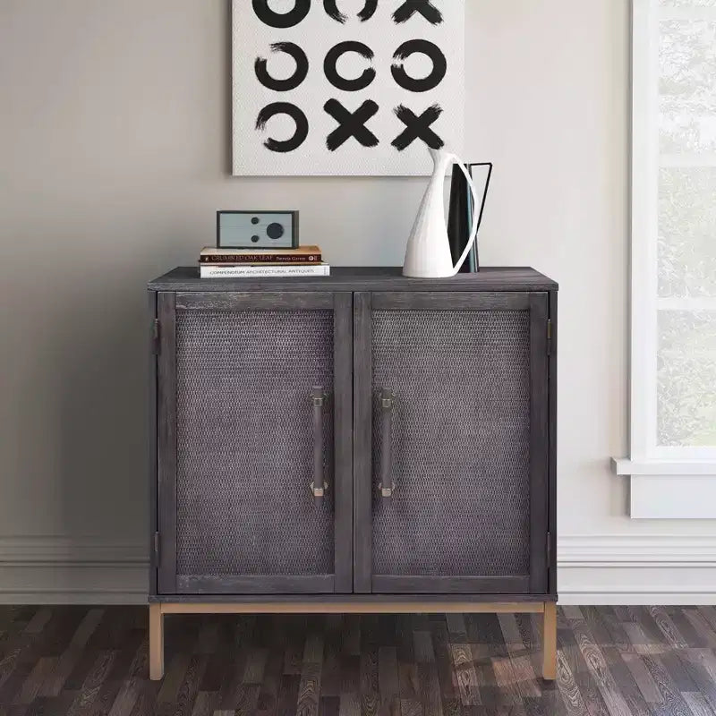 Hopper Studio Sophia 2 Door Cabinet Antique Black : Modern Style, Wood Veneer, MDF Frame, Adjustable Shelves