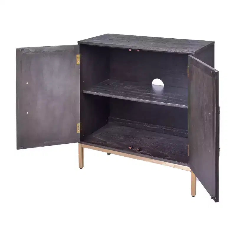 Hopper Studio Sophia 2 Door Cabinet Antique Black : Modern Style, Wood Veneer, MDF Frame, Adjustable Shelves