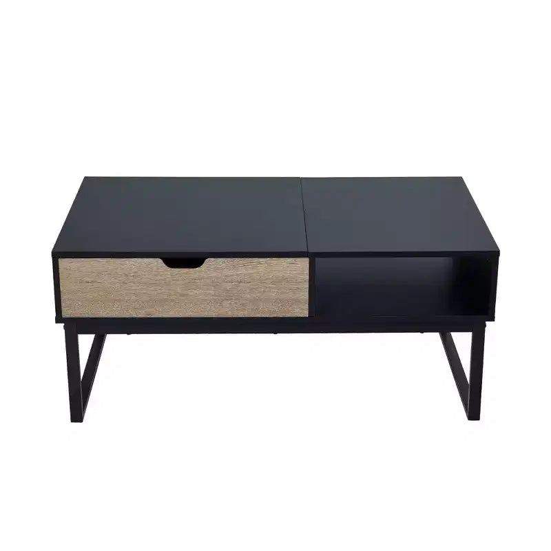 Bryson Two-Tone Lift Top with Storage Coffee Table Black - Teamson Home: Modern Home Office Desk