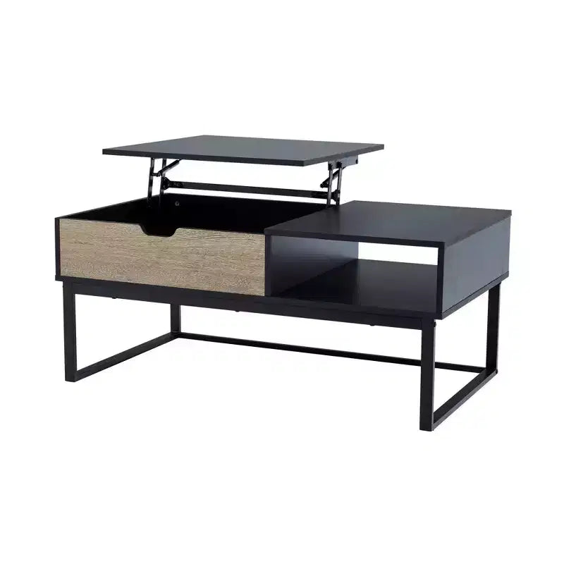Bryson Two-Tone Lift Top with Storage Coffee Table Black - Teamson Home: Modern Home Office Desk
