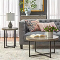 Buylateral 2pc Era Round End Coffee Table Gray: Minimalist, Industrial Style Living Room Set