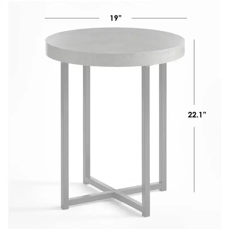 Buylateral 2pc Era Round End Coffee Table Gray: Minimalist, Industrial Style Living Room Set