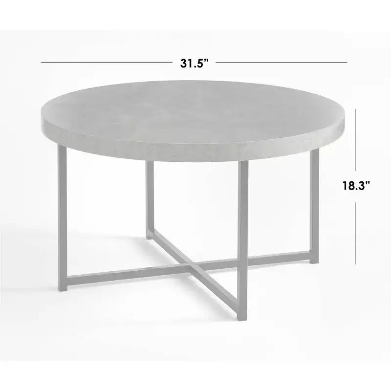 Buylateral 2pc Era Round End Coffee Table Gray: Minimalist, Industrial Style Living Room Set