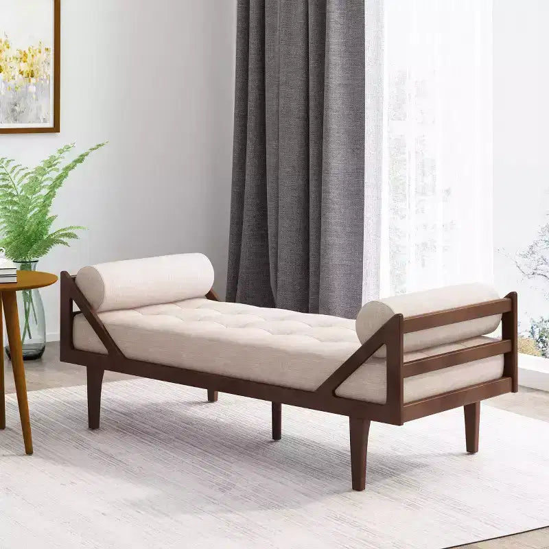 Rayle Contemporary Tufted Chaise Lounge with Rolled Accent Pillows - Christopher Knight Home