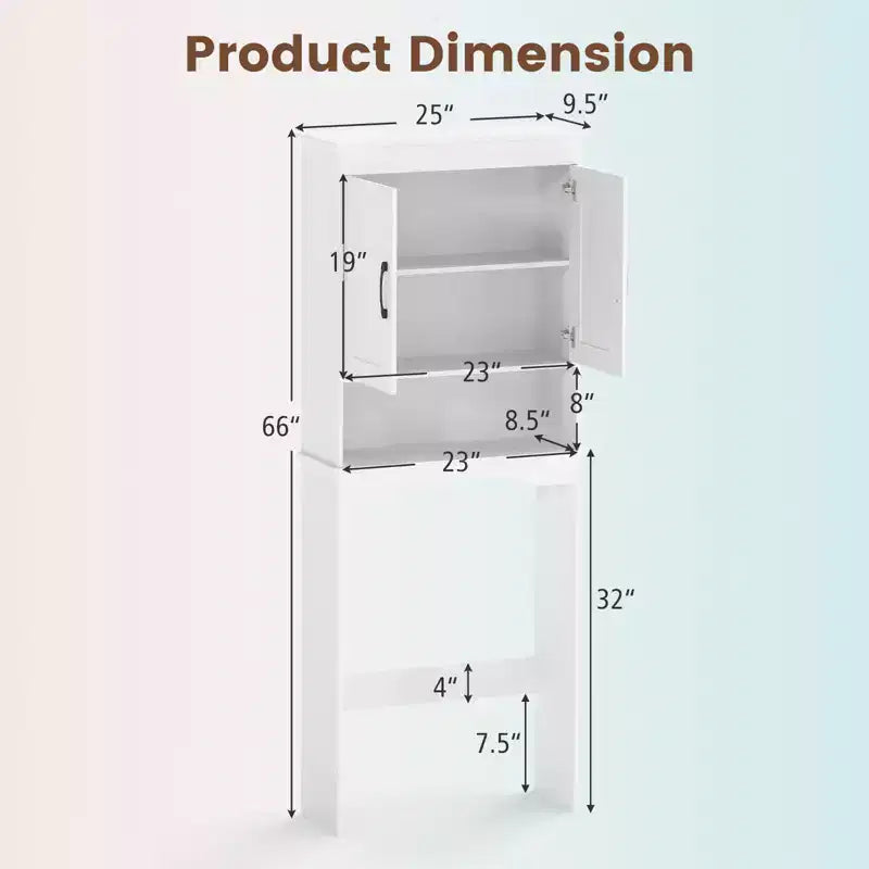 Costway Over The Toilet Storage Cabinet Bathroom Organizer w/ Adjustable Shelf