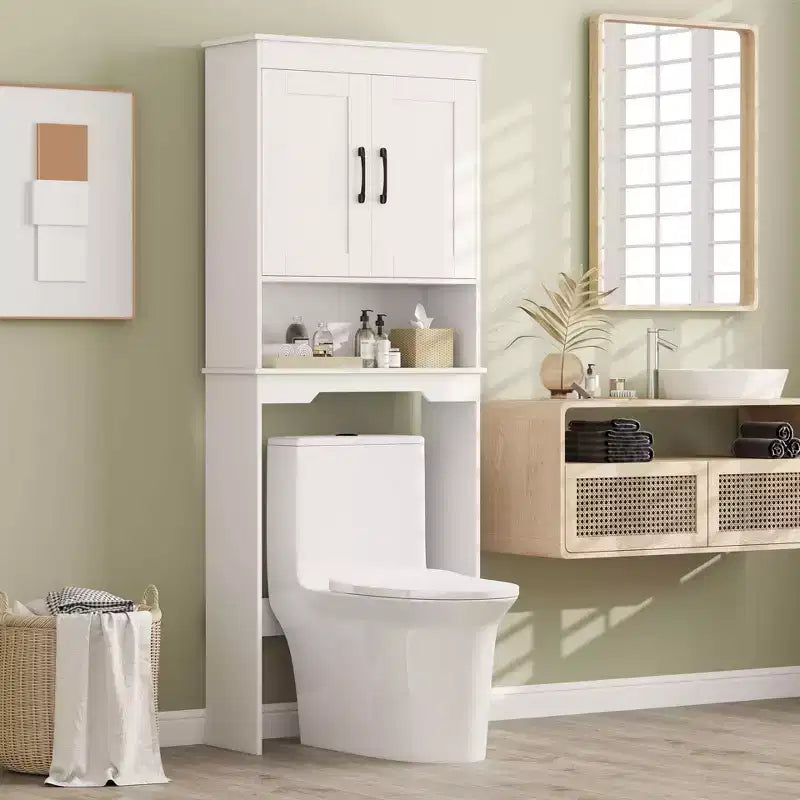 Costway Over The Toilet Storage Cabinet Bathroom Organizer w/ Adjustable Shelf